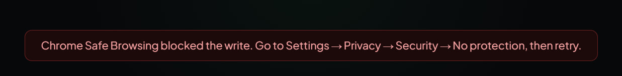 Chrome Safe Browsing Error