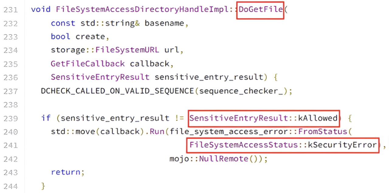 Chromium denies a handle when sensitive entry verification fails