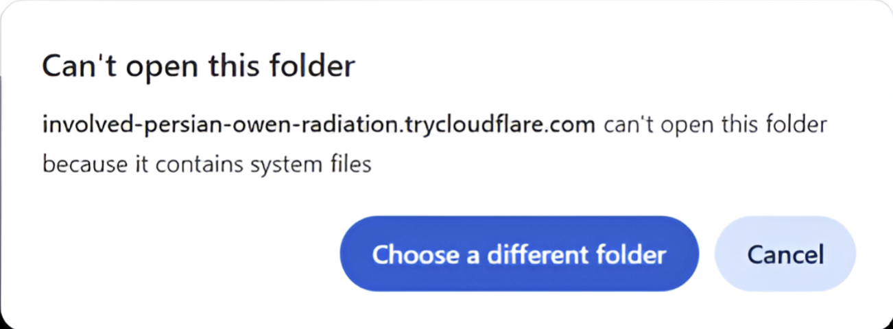 The error message shown to the user