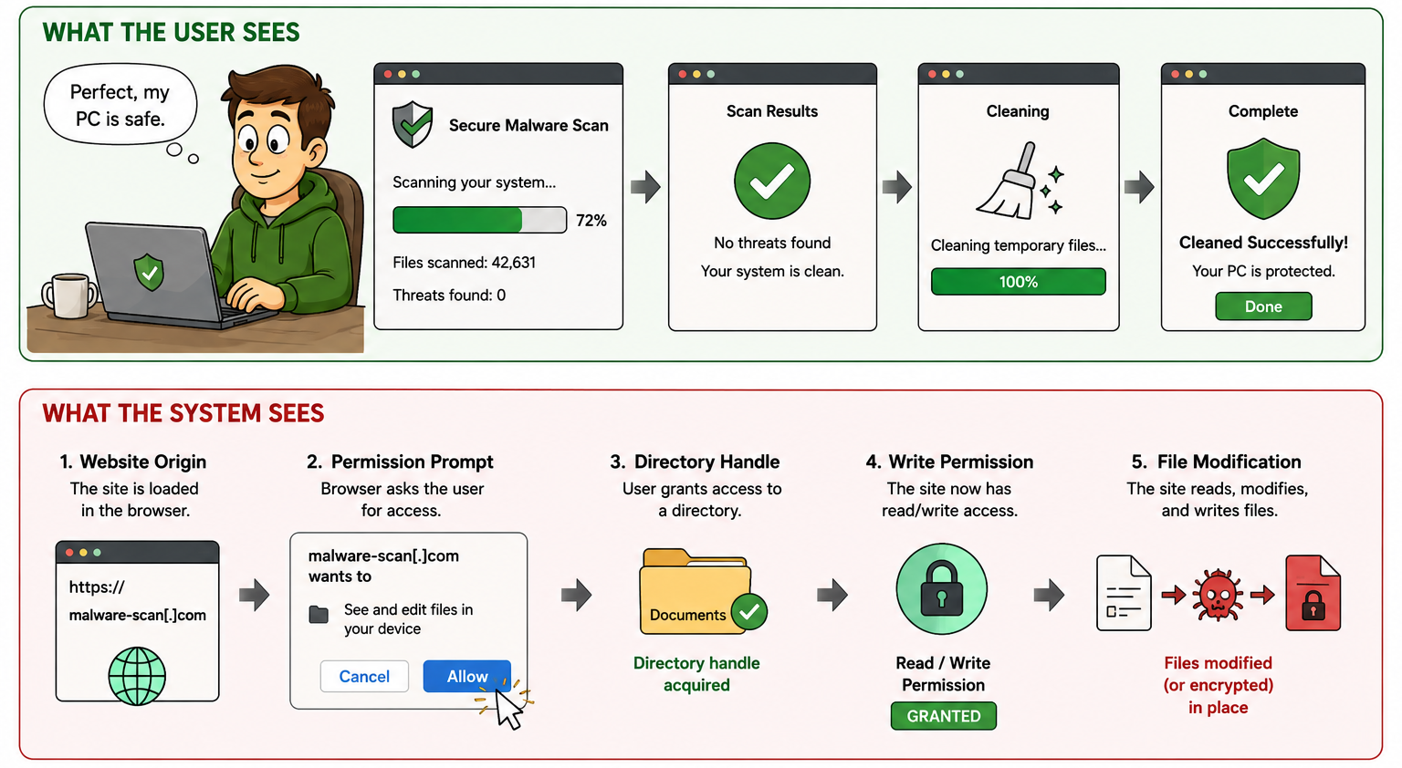 From user action to system-level permission outcome
